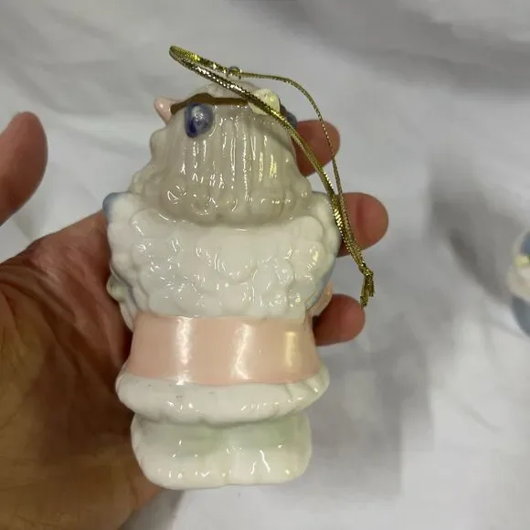 VTG Ceramic Baby Face Angel Christmas Ornament 3.5” Set Of 3 Hard To Find - D10